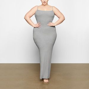 NWT skims soft lounge shimmer long slip dress size small Heather grey